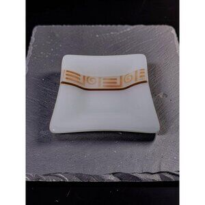 Artist signed (Gayle) Art Glass Ashtray / Trinket / Key Dish- Square with Greek
